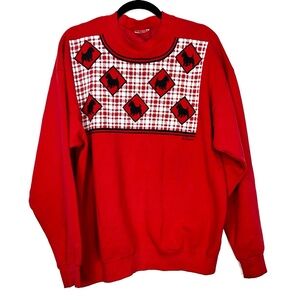 VINTAGE red Scottish terrier crewneck sweater T8